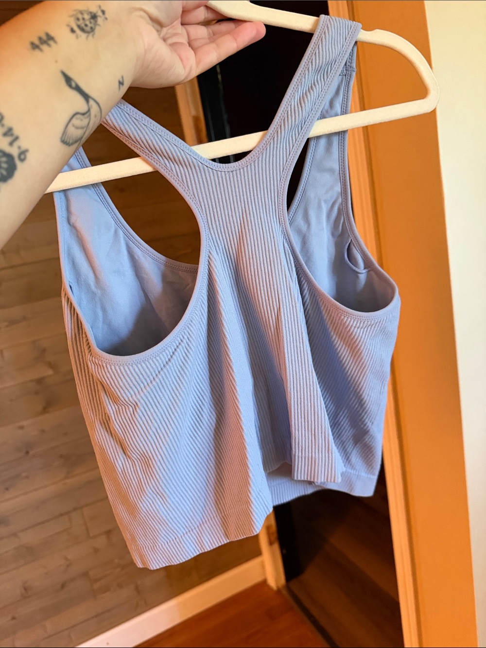 Light Blue Ribbed Racerback Tank Top -  Women - Picture 3 of 3